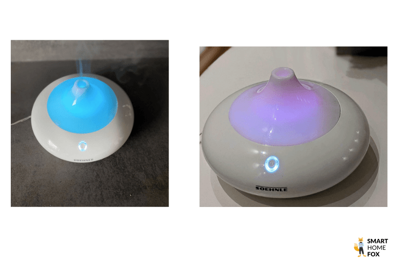 Der Soehnle Ravenna Aroma Diffuser leuchtet in unterschiedlichen Farben